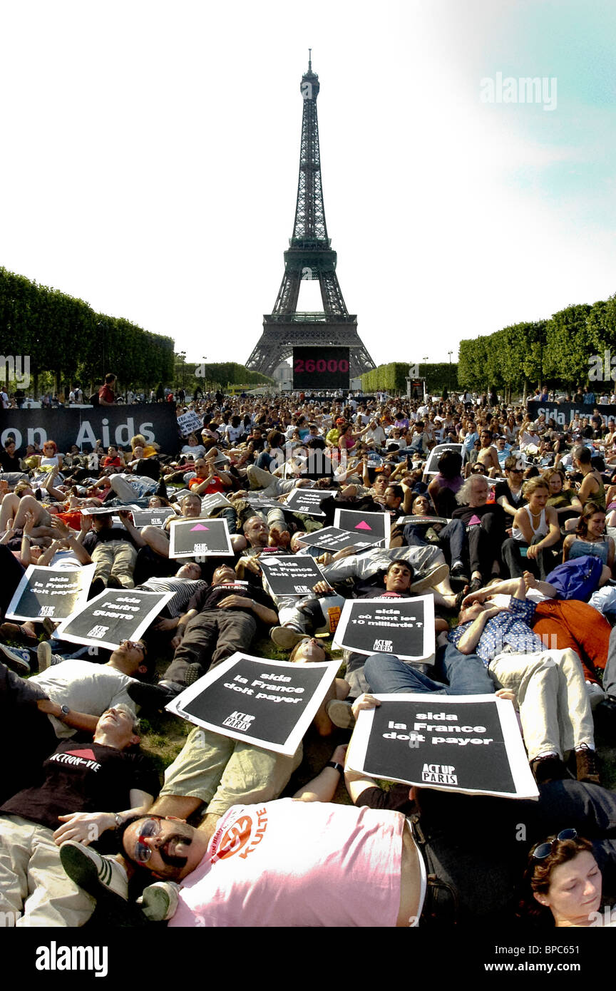 Paris, France AIDS Activists of Act UpParis, Crowd Laying Down in