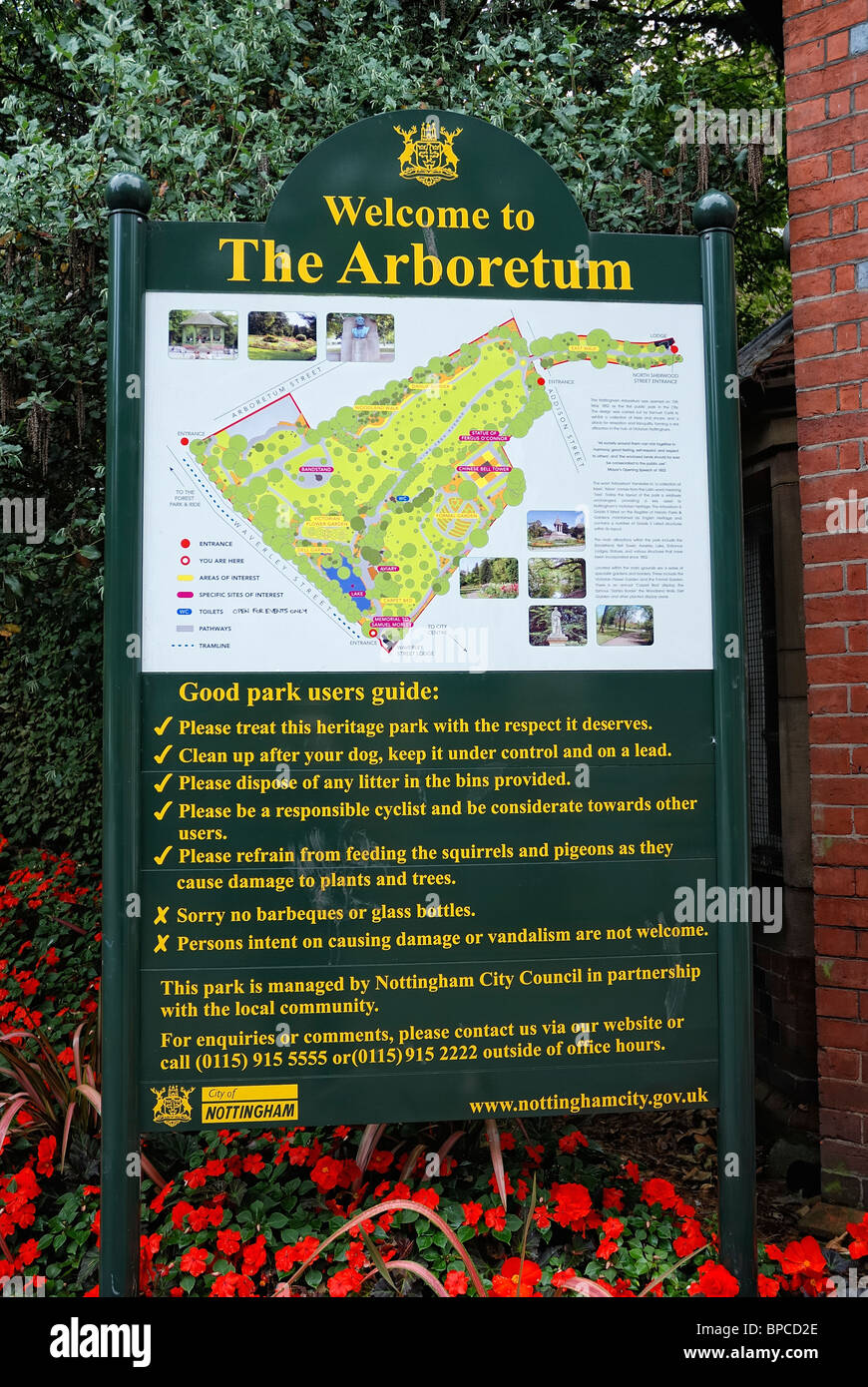 Arboretum entrance sign Nottingham uk Stock Photo Alamy