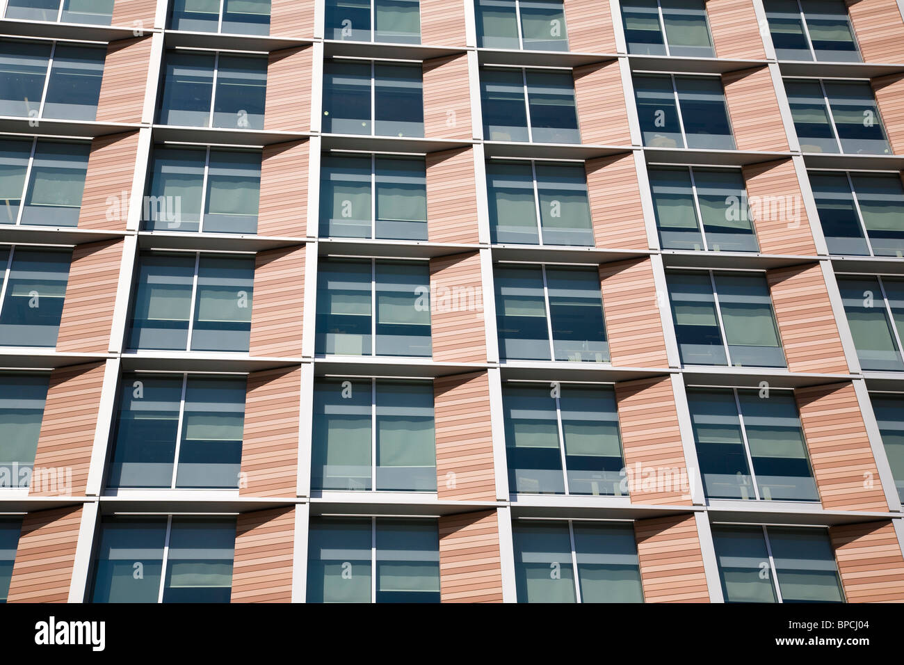 Office building with interesting geometric facade. Stock Photo