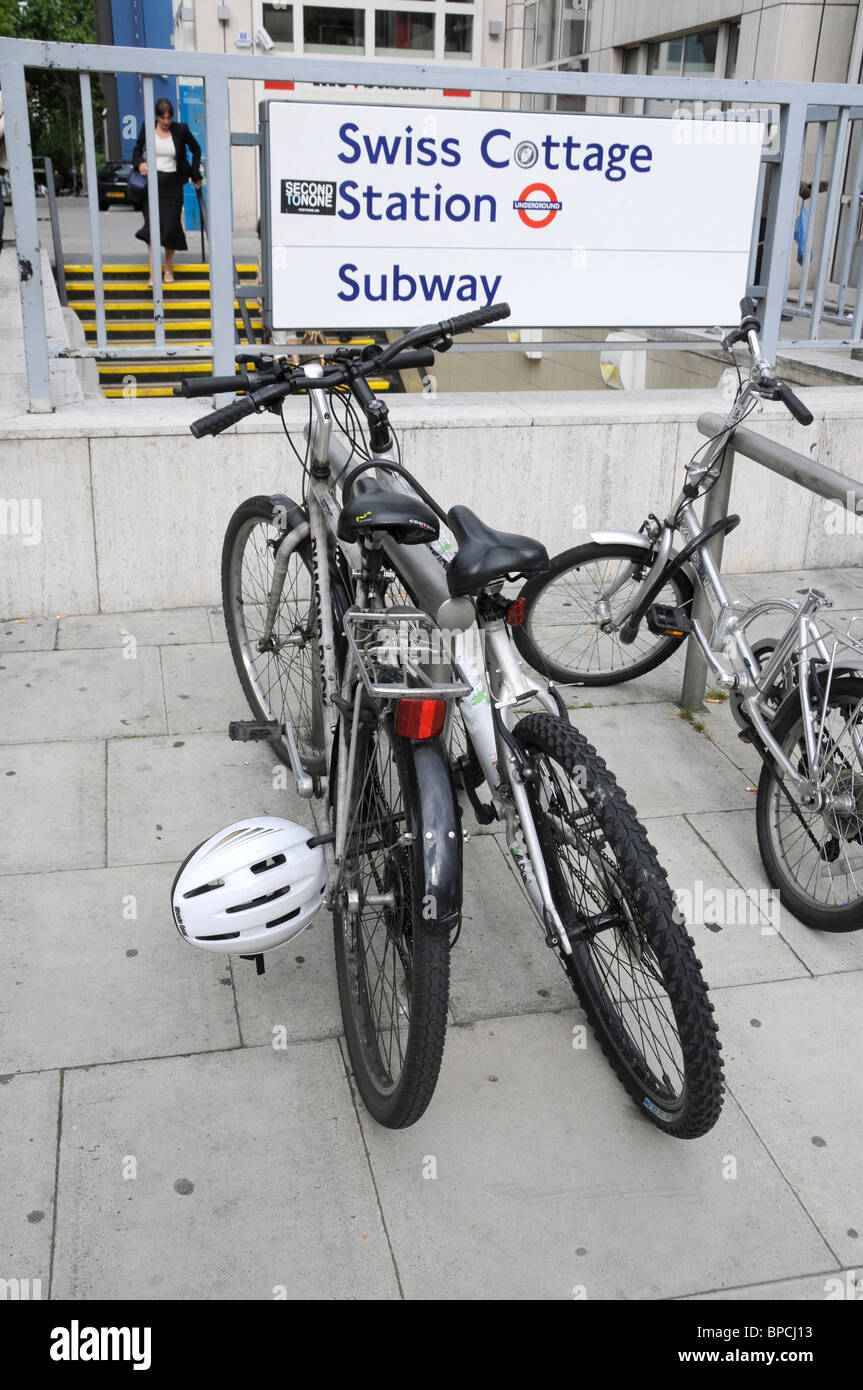 Bicycles At Swiss Cottage Tube Station London Uk Transport Stock