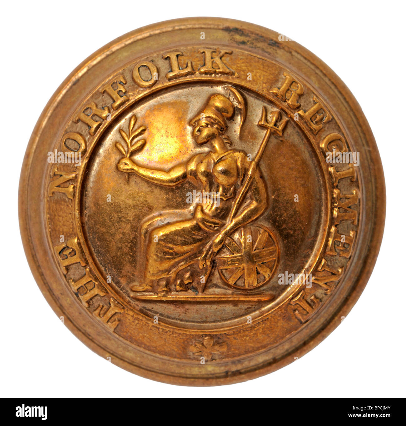 British Military Brass Button - The Norfolk Regiment Stock Photo