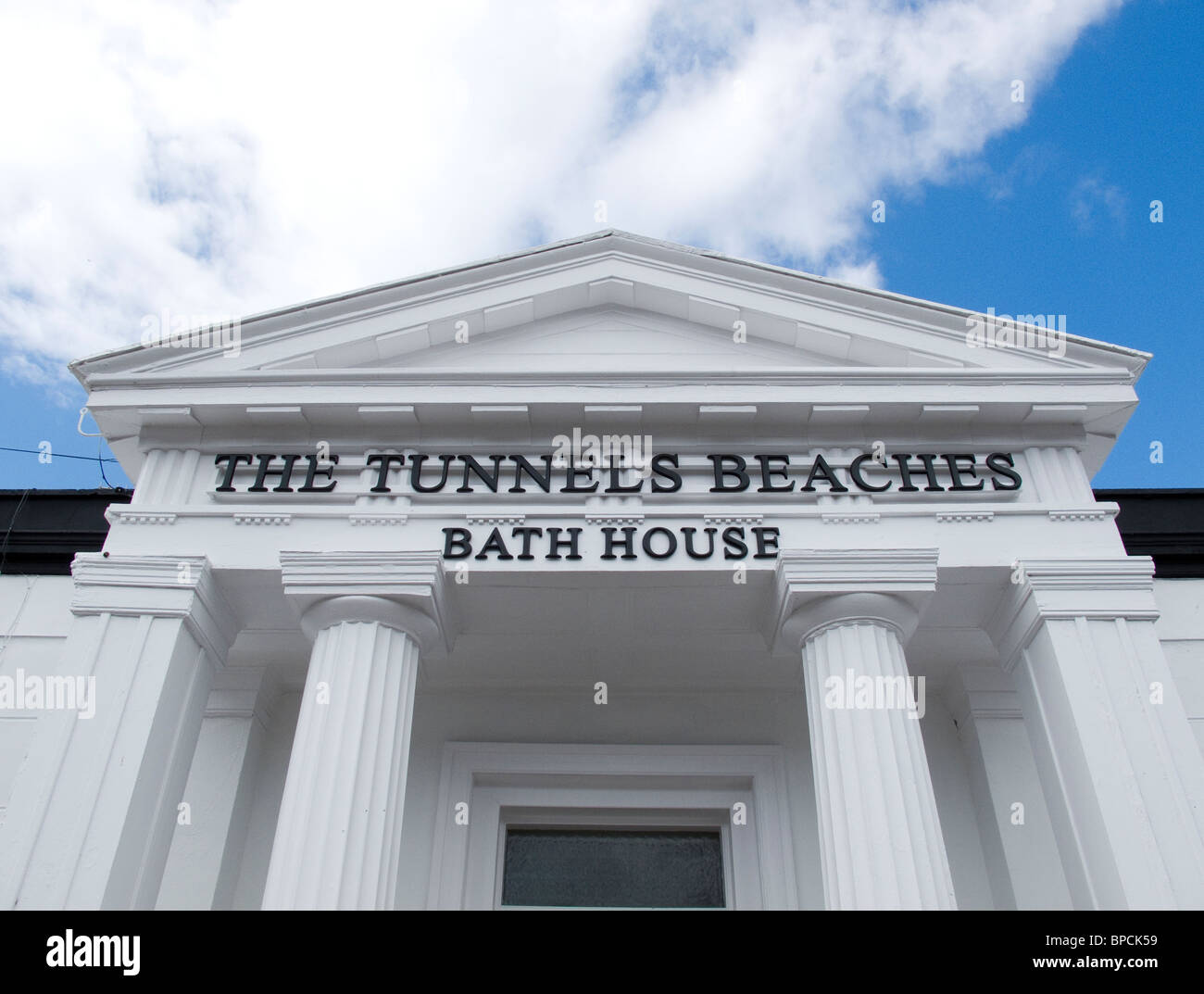 The Bath House next to the entrance to the Tunnels Beaches in