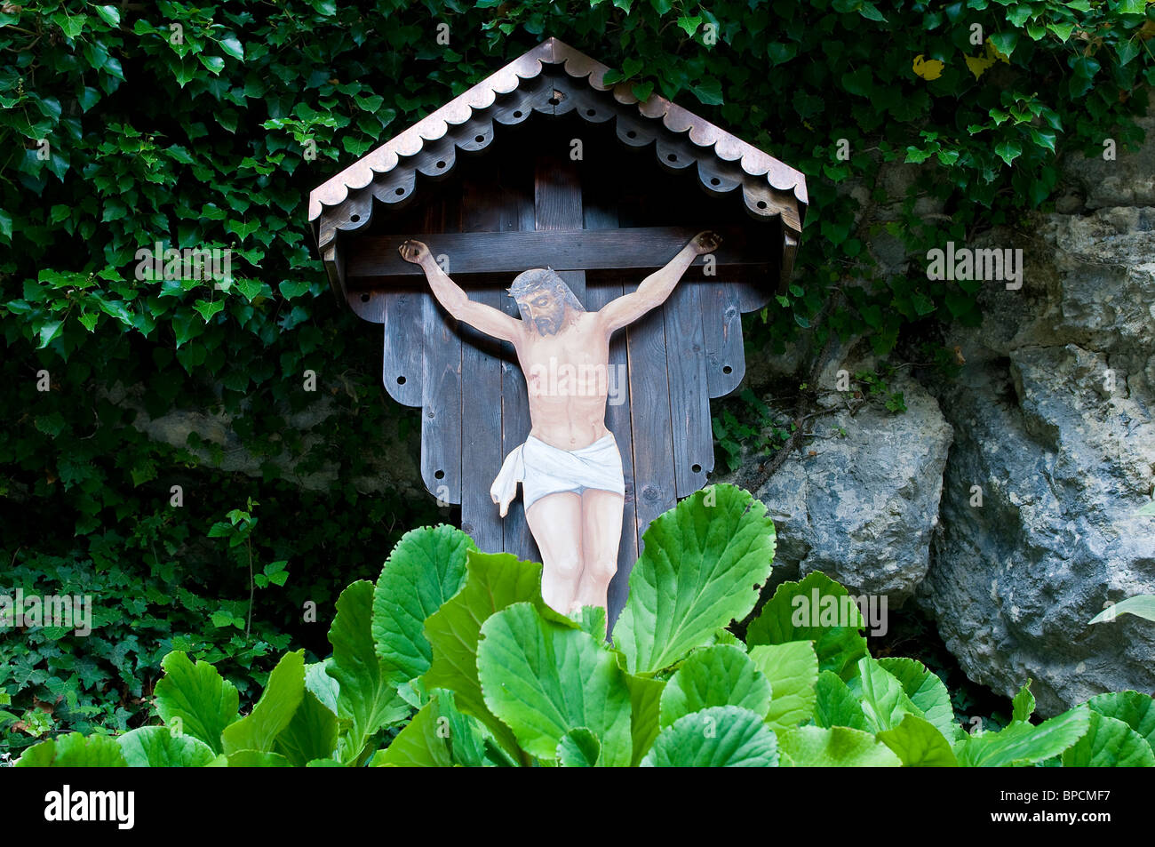 the crucifix on the road Stock Photo