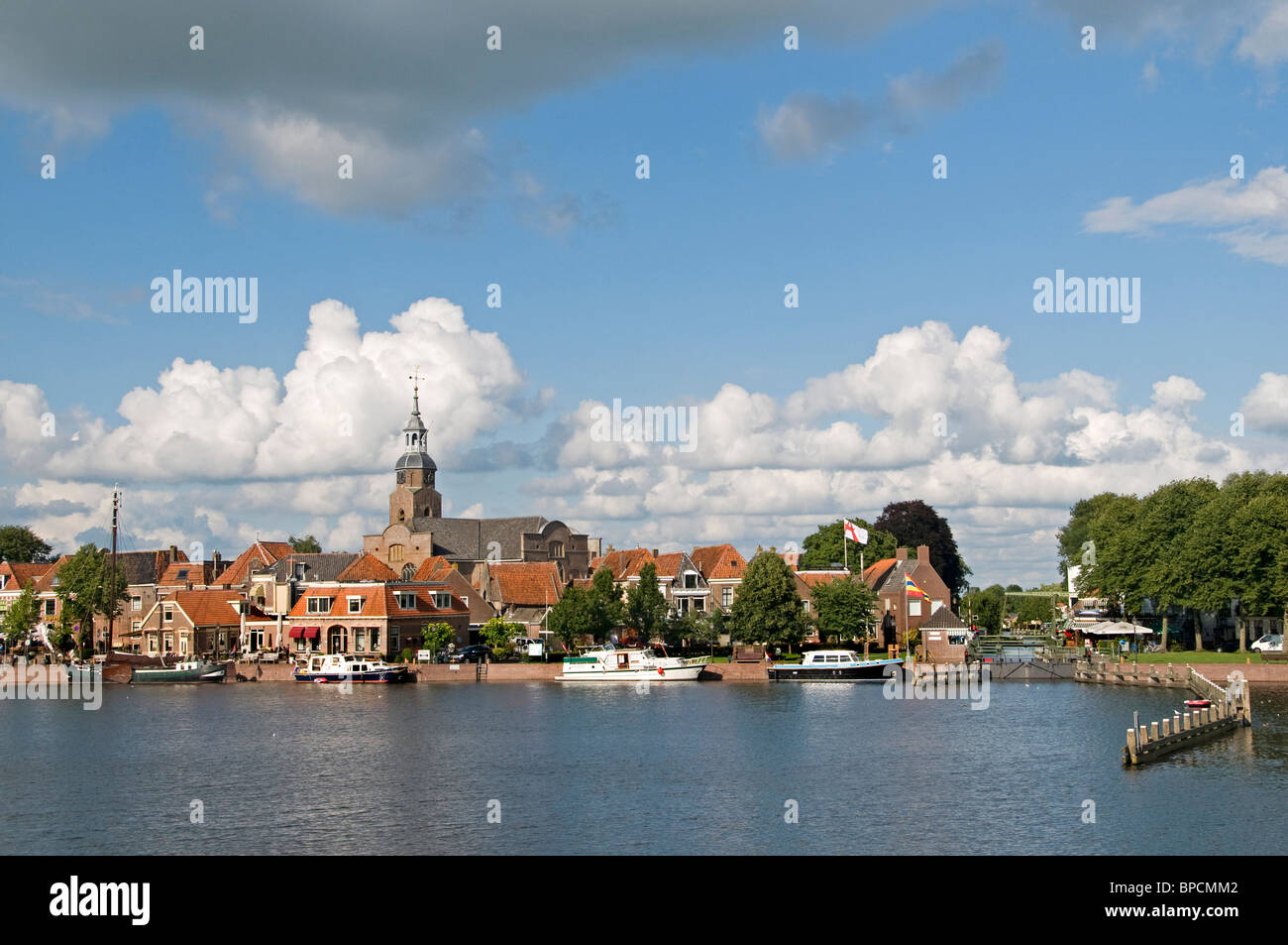 Blokzijl Overijssel  Monument Historic Architecture Port  City Hanseatic town Harbour boat Stock Photo