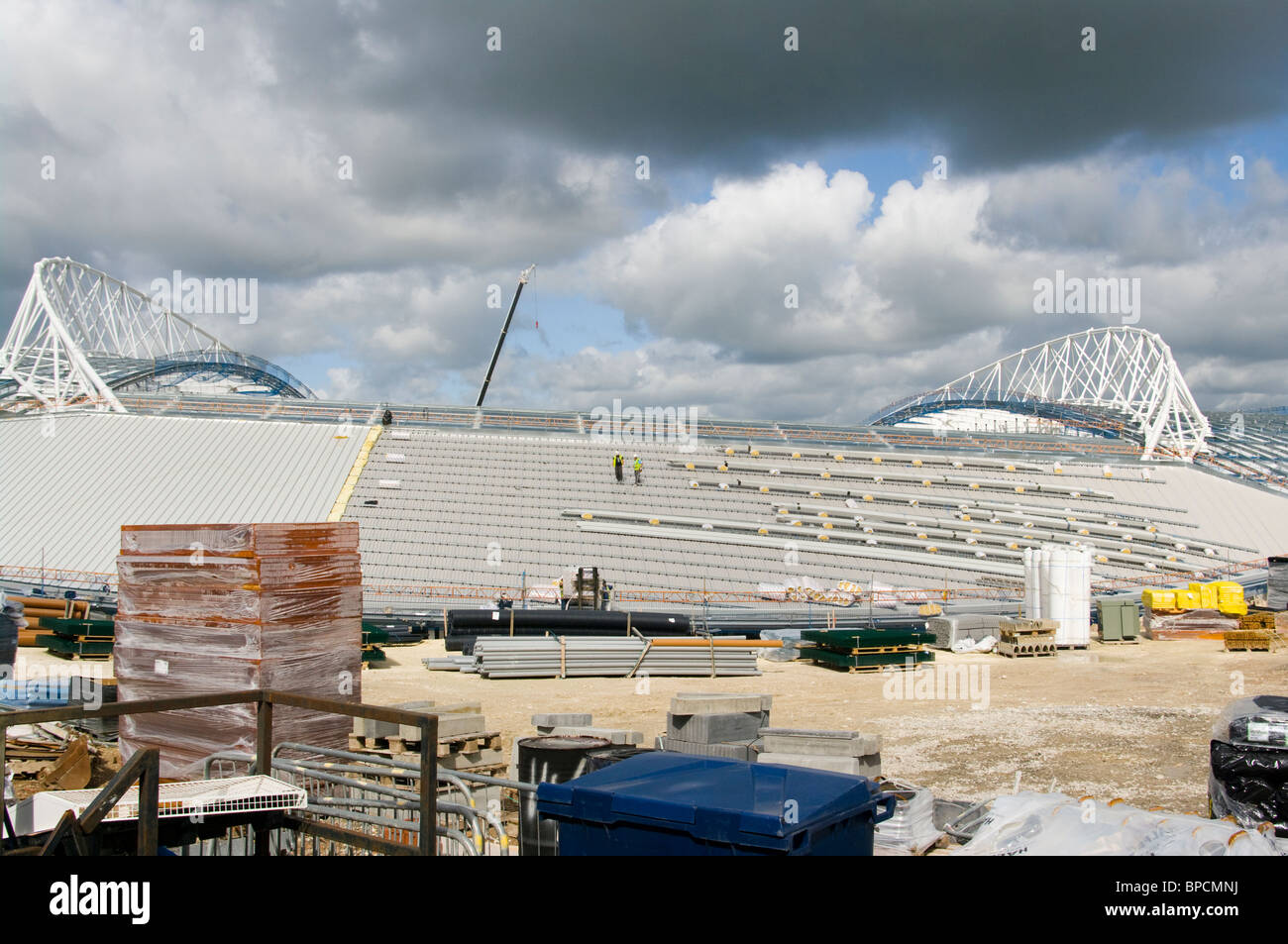 The American Express Community Stadium At Falmer Under Construction. The New Home of Brighton And Hove Albion Football Club Stock Photo