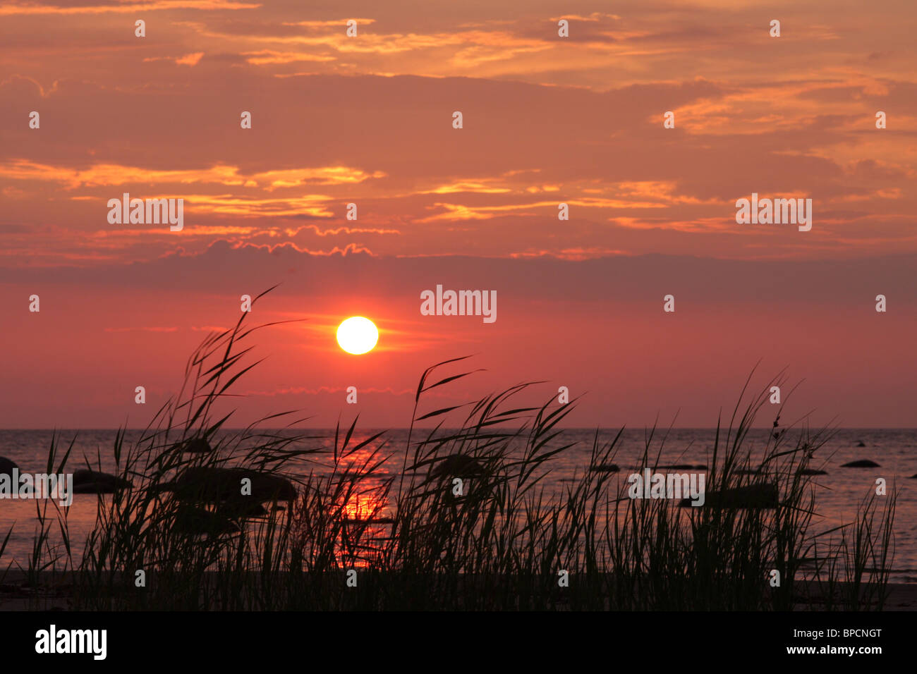 Sun set in Ruhnu Stock Photo