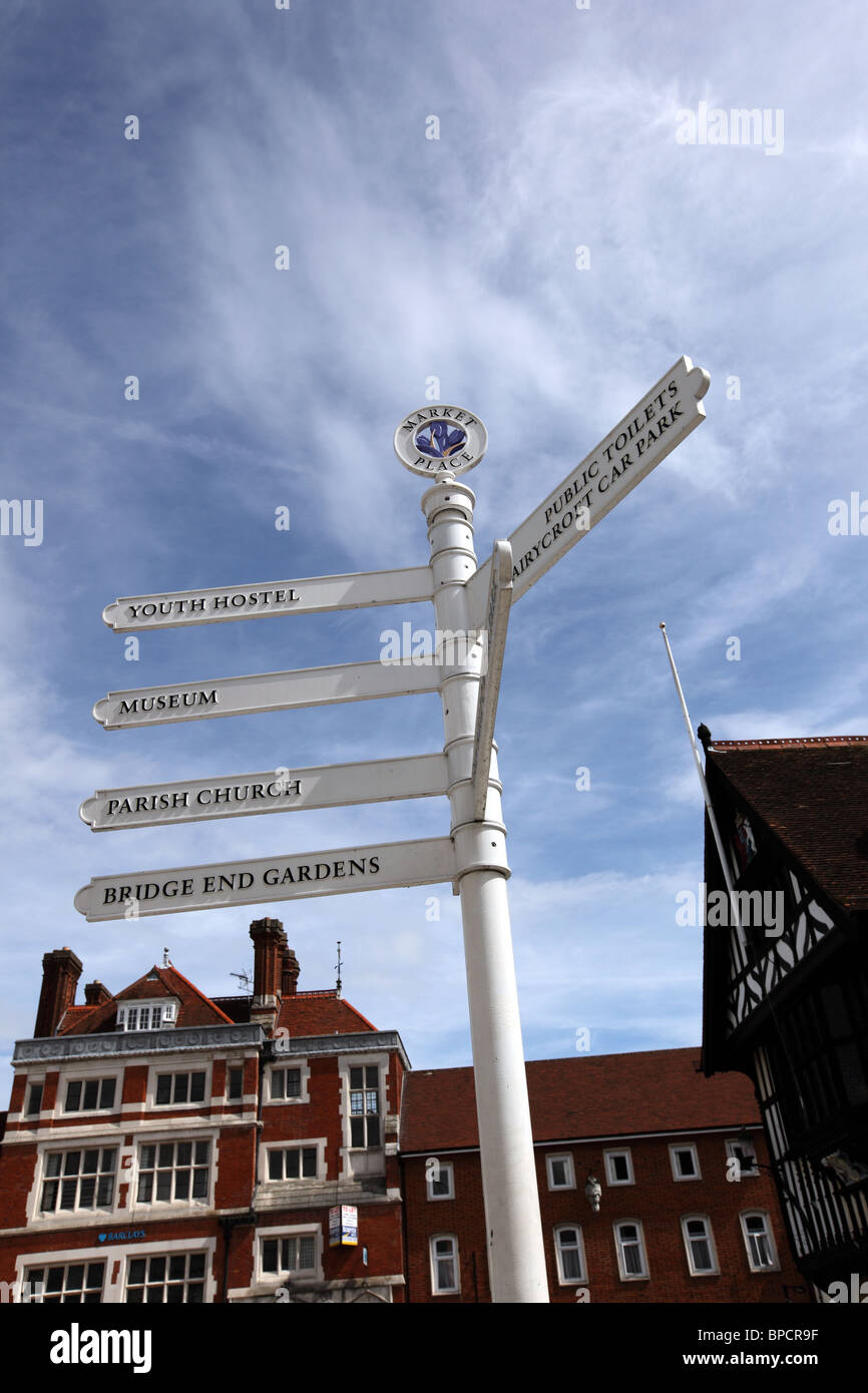 Local direction signpost Saffron Walden Essex England Stock Photo