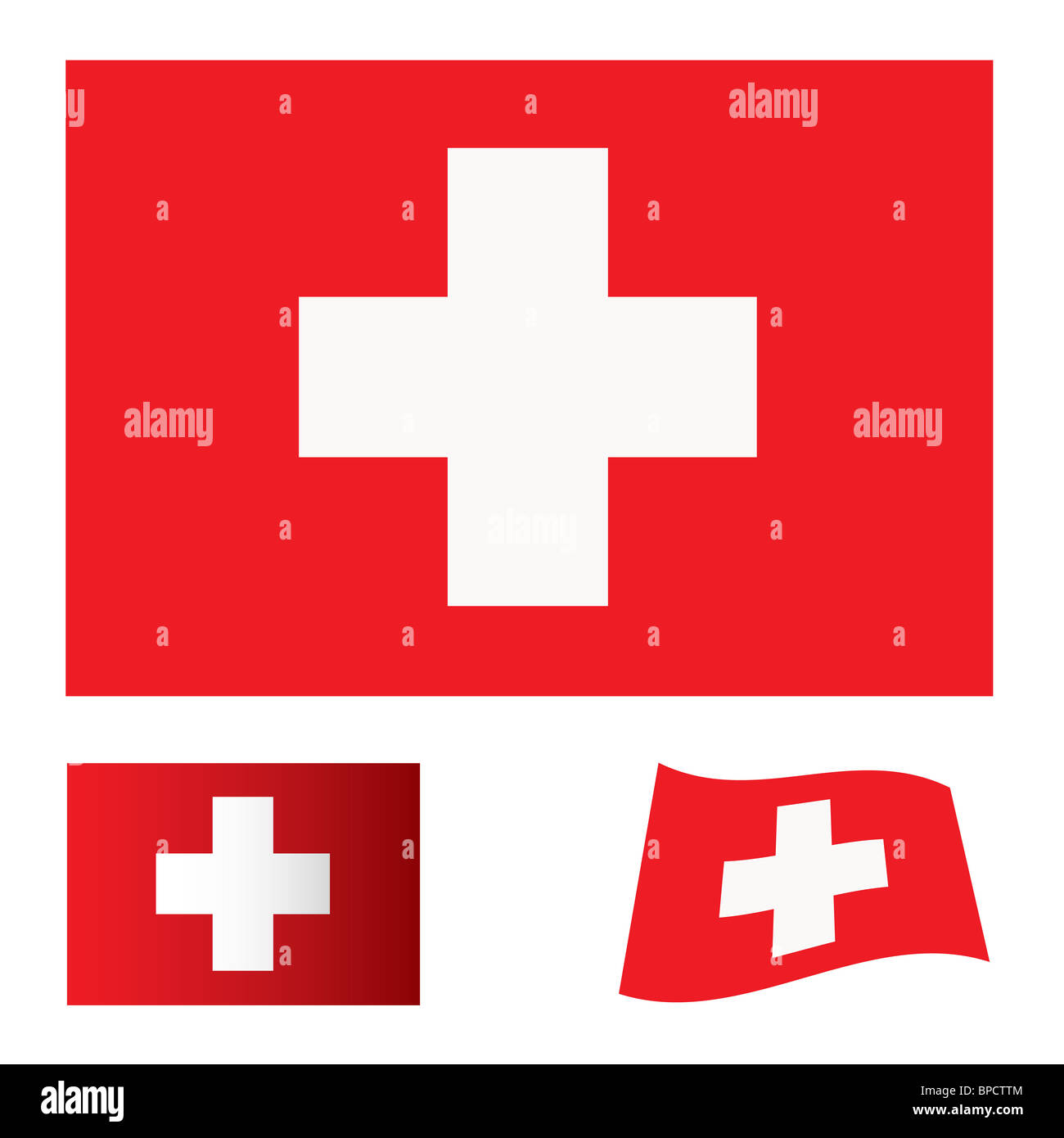 red flag background with white cross swiss icon Stock Photo - Alamy