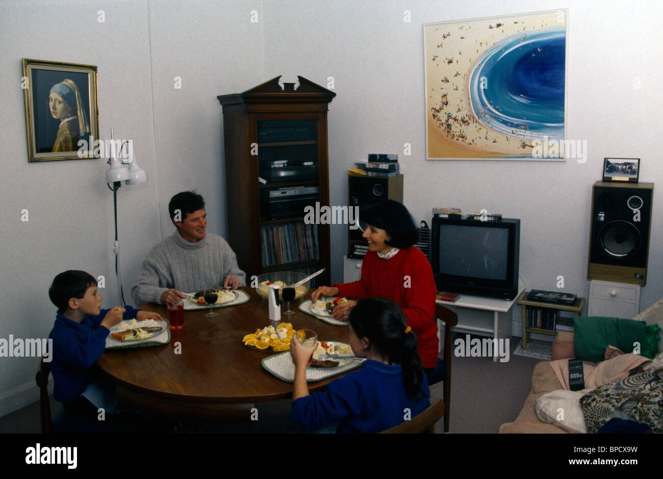 Cowra New South Wales Australia Reid Family Having Dinner Stock Photo