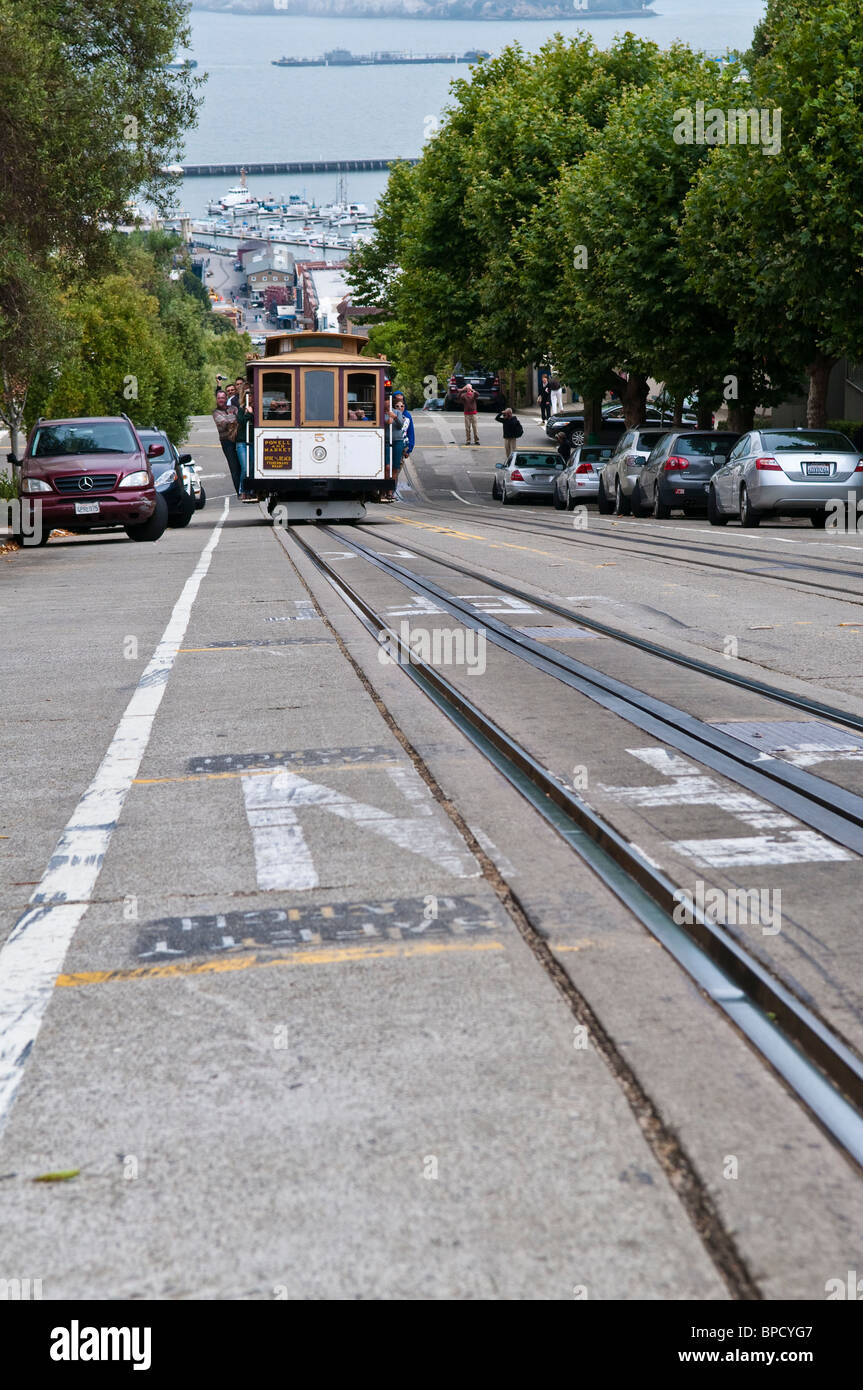 Cable Car on Hyde Street, San Francisco, California, USA Stock Photo