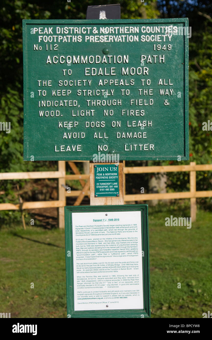footpath sign edale accommodation path to edale moor england uk gb Stock Photo