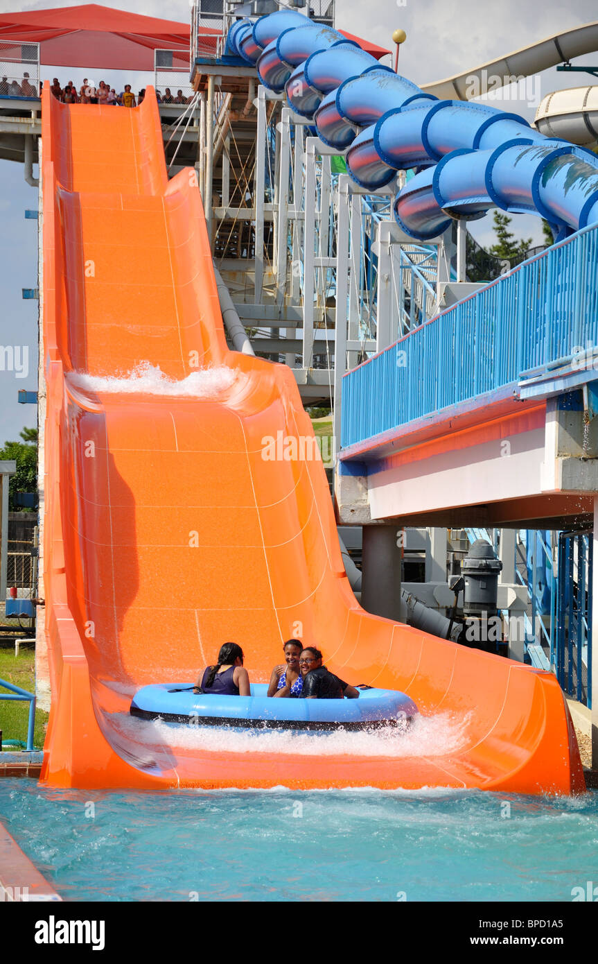 Water slide at Hurricane Harbor waterpark , Six Flags Over Texas