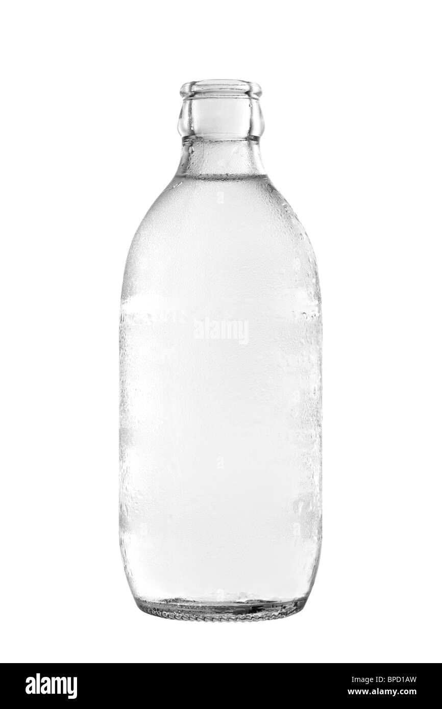 Glass bottle of soda water, isolated on white background. With clipping path. Stock Photo