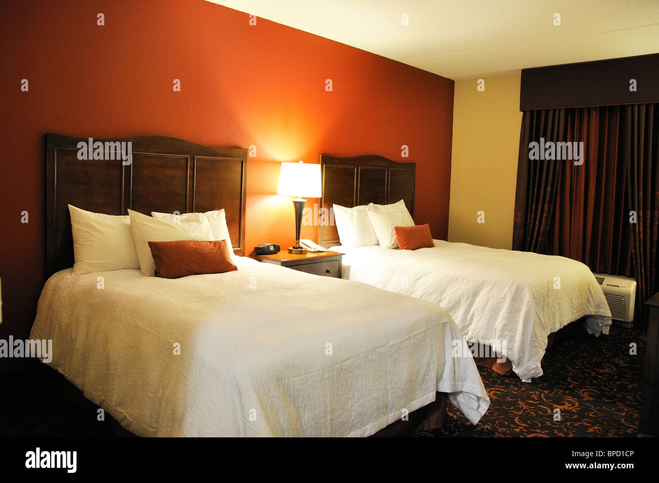 Hampton Inn hotel room, USA Stock Photo