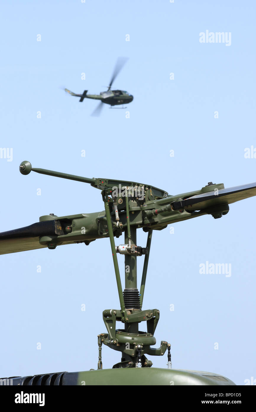 The rotor and blades of a military helicopter Stock Photo