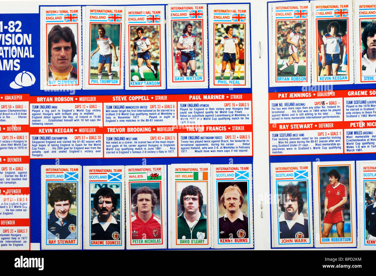 english football player cards collection book from the 1981-82 season in the uk Stock Photo