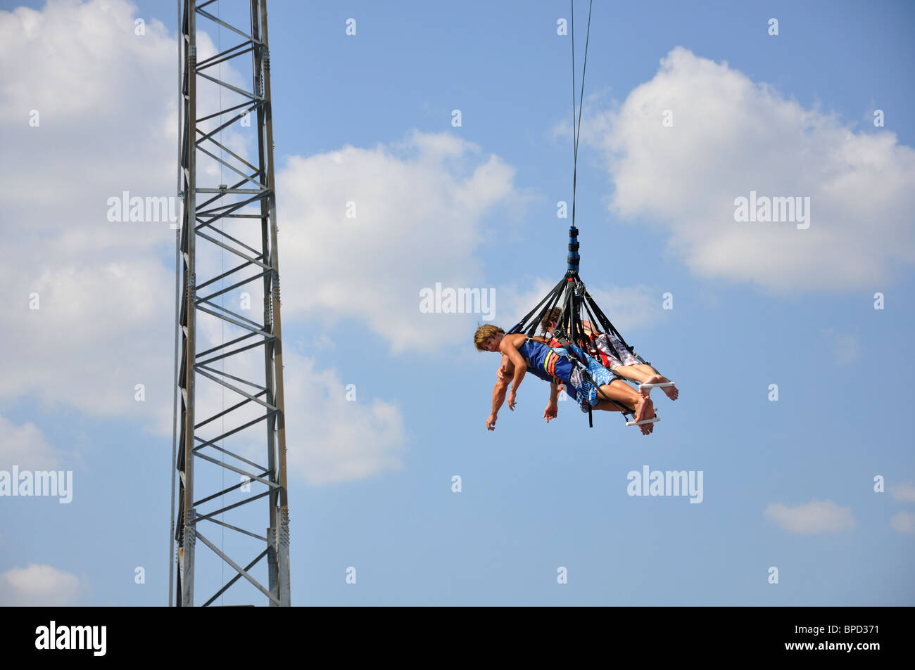 Sky coaster swing at Hurricane Harbor waterpark , Six Flags Over Texas