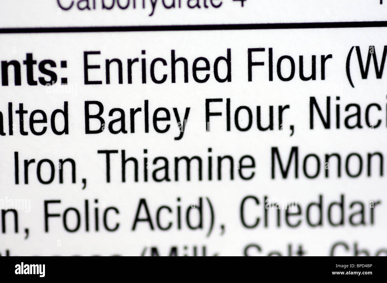 Nutrition information on food package Stock Photo Alamy