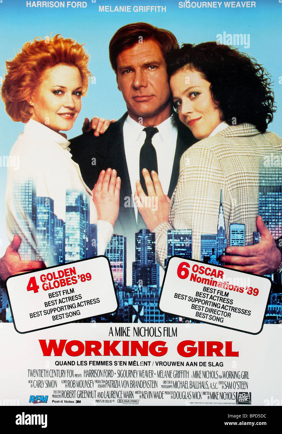 Melanie Griffith Harrison Ford Sigourney Weaver Poster Working Girl 1988 Melanie Griffith Harrison Ford Sigourney Weaver Poster Working Girl 1988