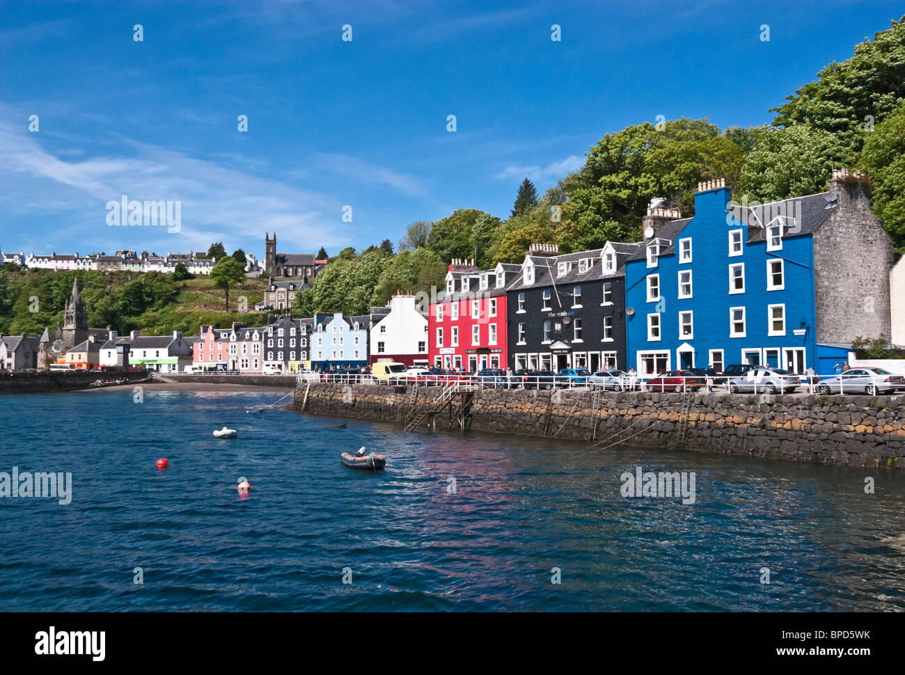Sea frontage of the small town of Tobermory on the island of Mull in western Scotland Stock Photo