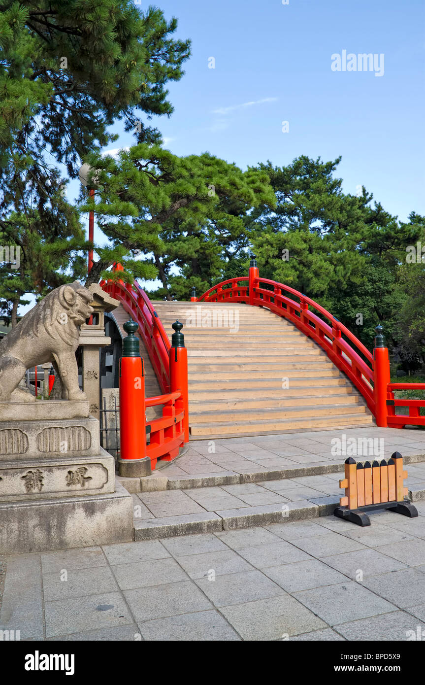 The bridge in front of Sumiyoshi Taisha Grand Shrine in Osaka, Japan Stock Photo