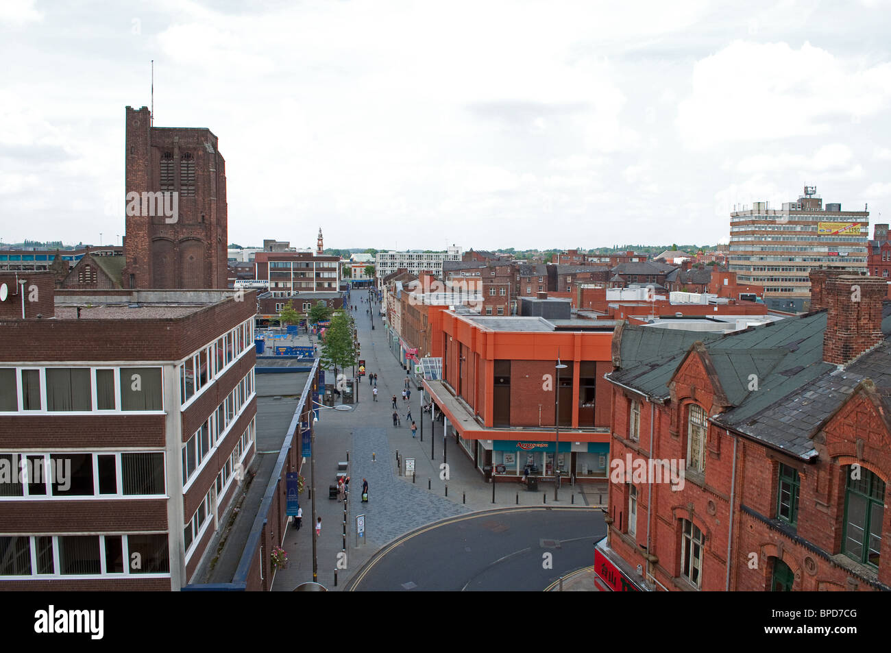 an empty shopping street in the town centre of St.Helens, Lancashire, England, UK Stock Photo