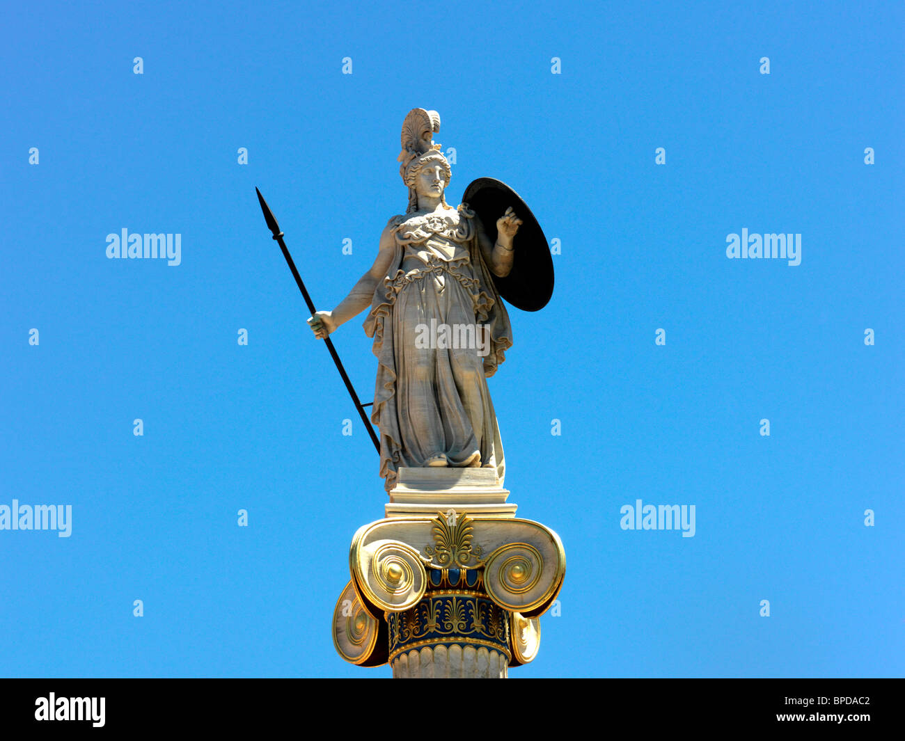 Athena Goddess Statue In Front Of Academy Of Athens Greece Stock