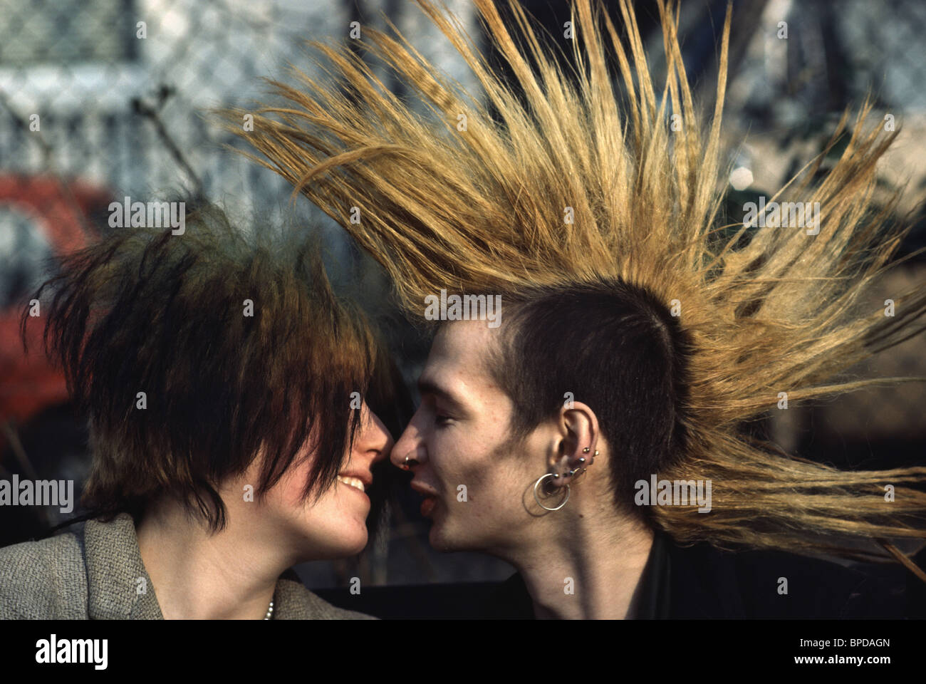 young punk couple in the seventies Stock Photo