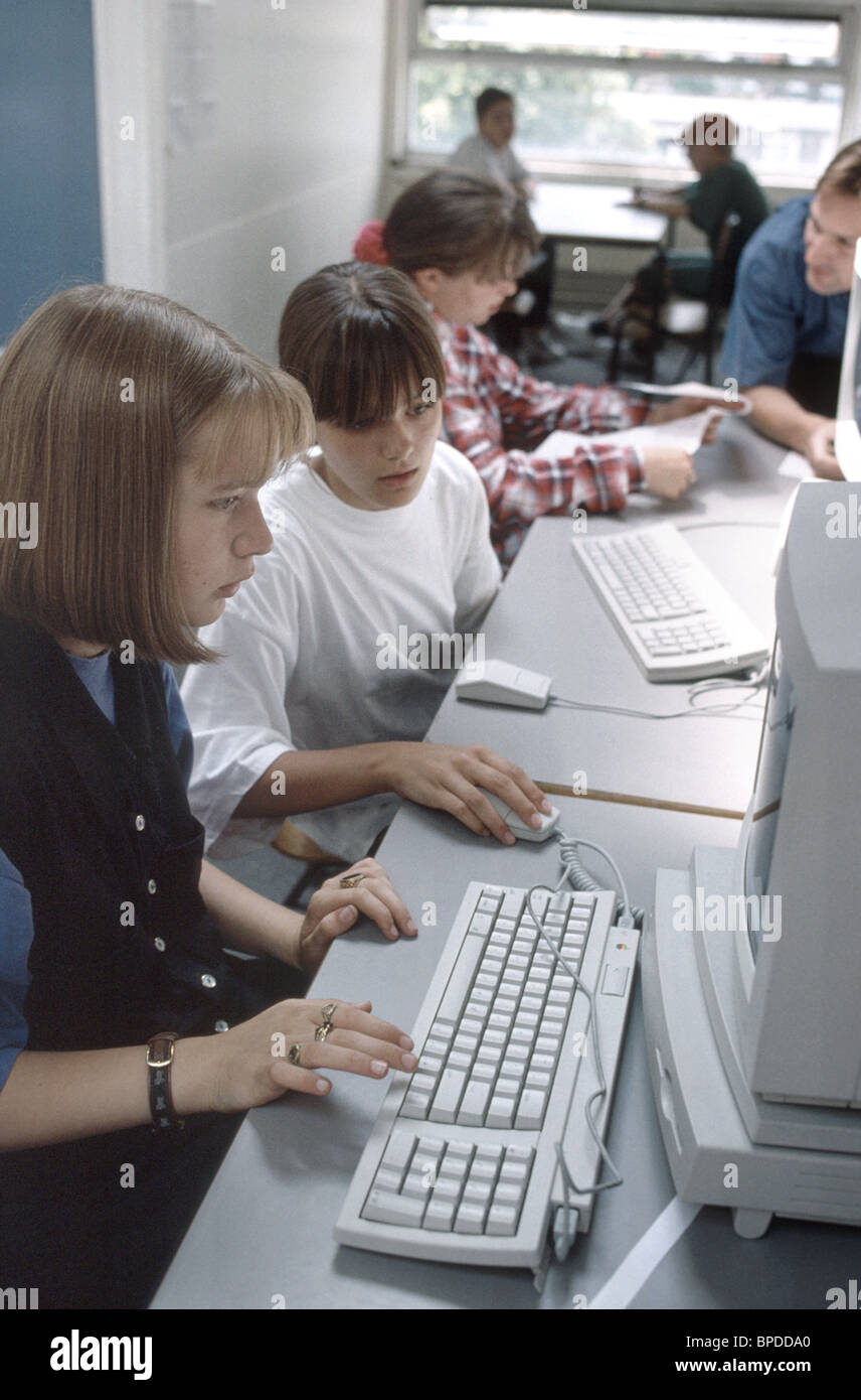 Secondary school computer class Stock Photo