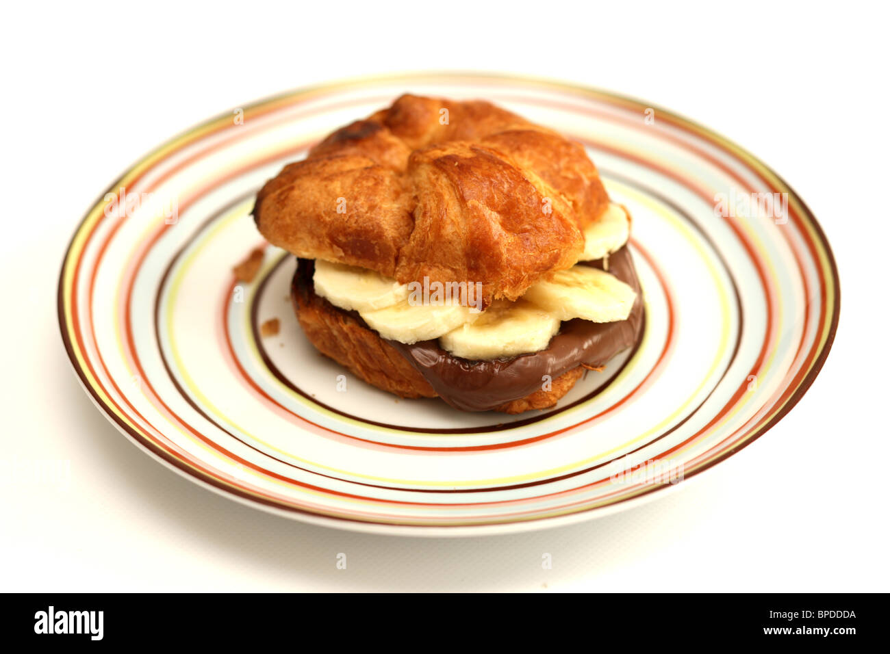 Banana and Chocolate Spread Croissant Stock Photo Alamy