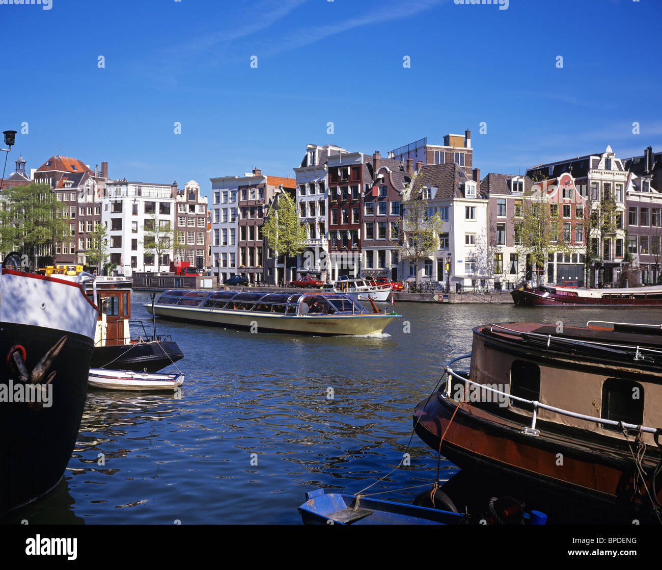 Typical canal scene in Amsterdam Stock Photo