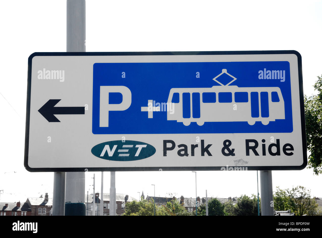 Park and ride tram sign Wilkinson street Nottingham england uk Stock