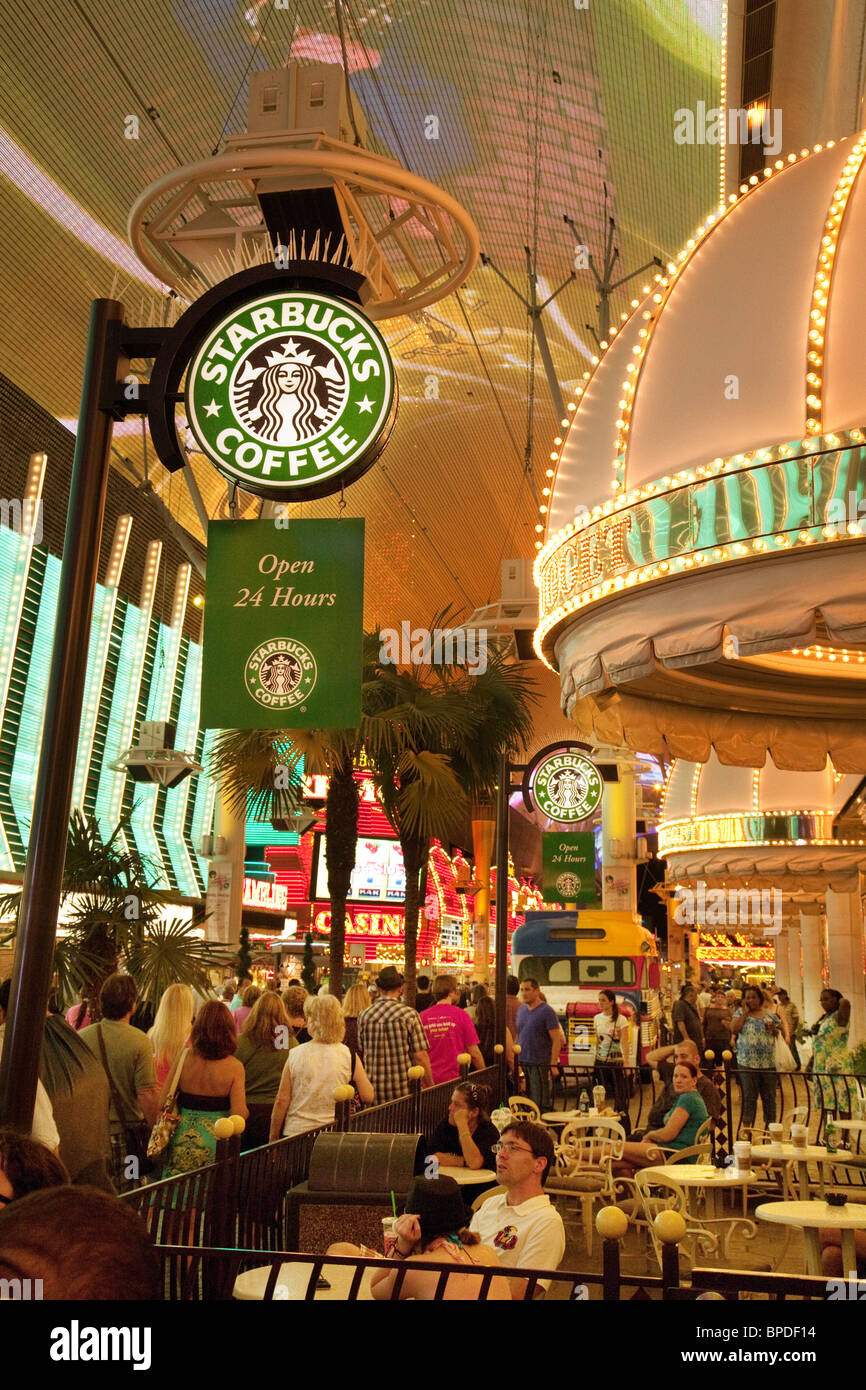 Starbucks, Fremont Street, downtown Las Vegas, Nevada, USA Stock Photo