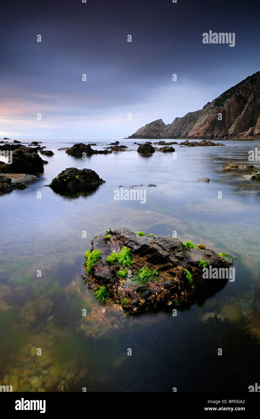 Beach of the Silence. Asturias (Sapin), Occidental Coast Stock Photo
