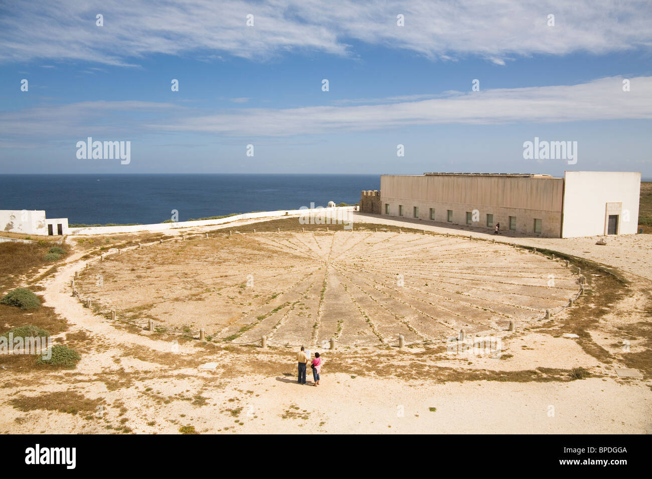 The mysterious 'Compass Rose' or 'Rosa dos Vertos' at Sagres on the Algarve in Portugal. Stock Photo