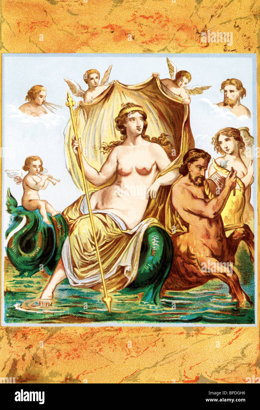 According to ancient Greek mythology, Amphitrite was a sea-goddess and the wife of Poseidon, god of the sea. Stock Photo