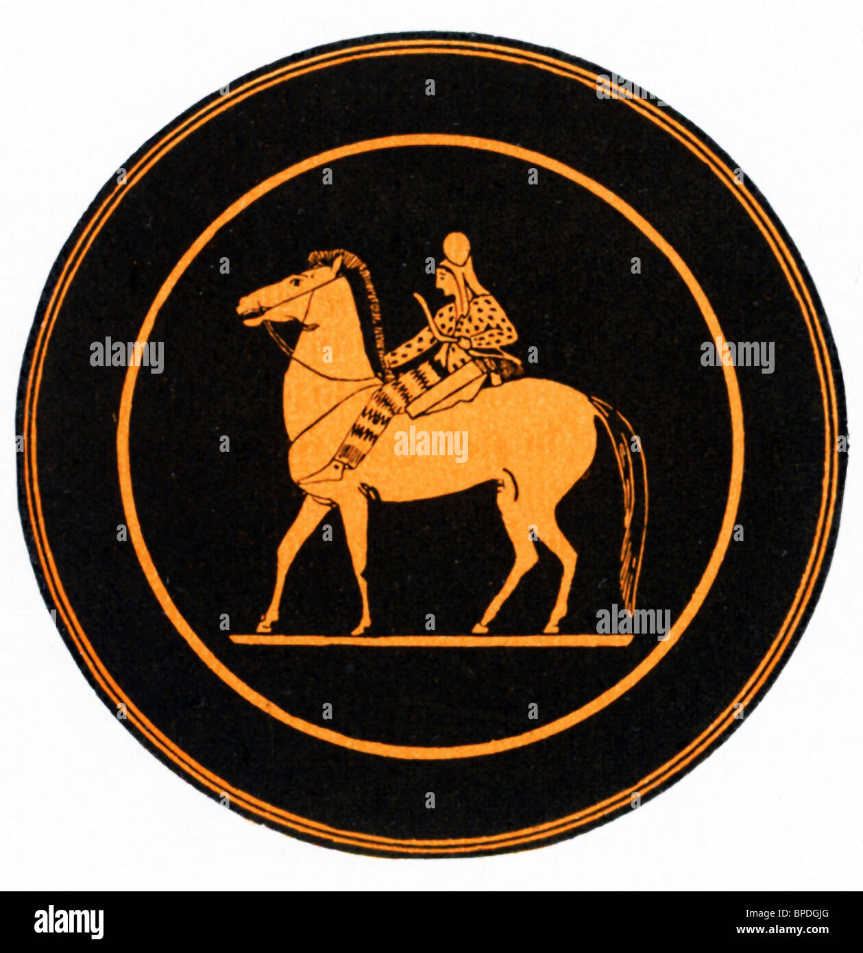Glazed Persian Ceramic Rondel with Archers on Horseback Glazed Persian Ceramic Rondel with Archers on Horseback