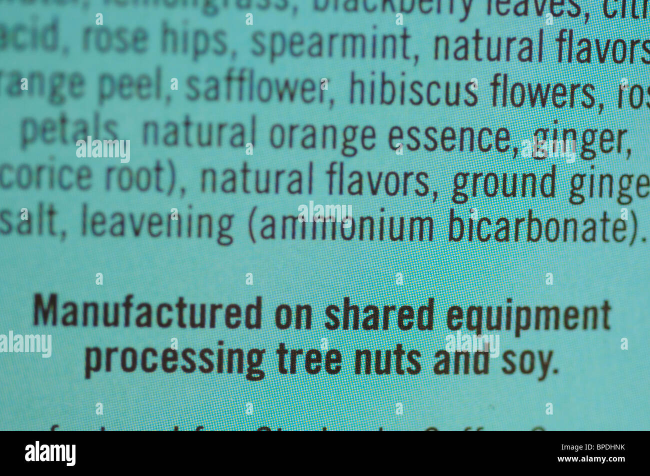 Nutrition information on food package Stock Photo Alamy