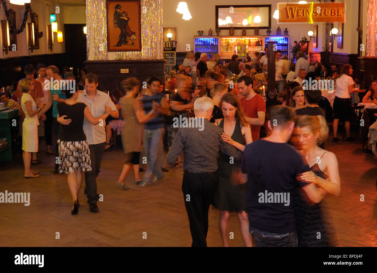 Tango Dancing in Claerchens Ballhaus, famous traditional dance hall, one of the last remaining ballrooms of the 1920s, Berlin Stock Photo