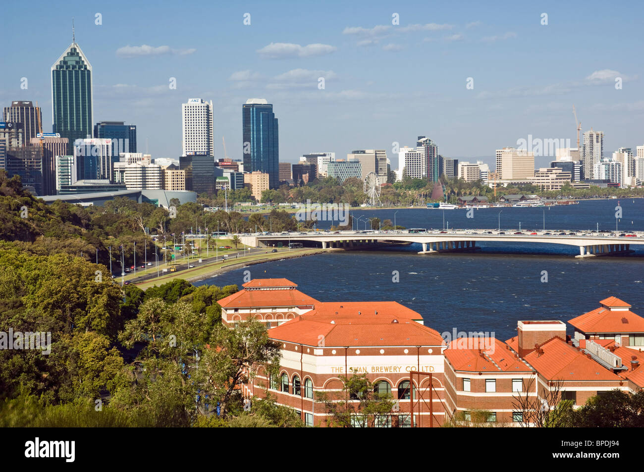 Swan Brewery and the Swan River, Perth, Western Australia. Stock Photo