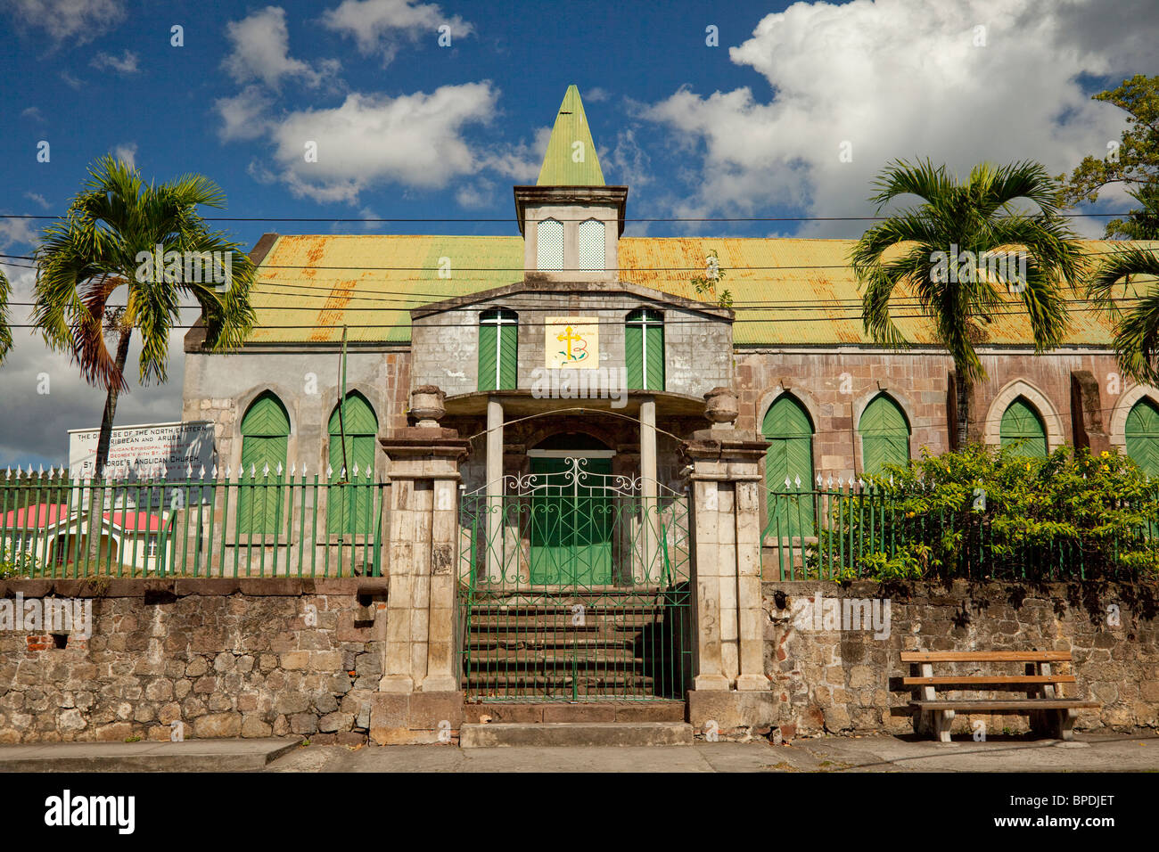 A church in Roseau, Dominica, West Indies. Stock Photo