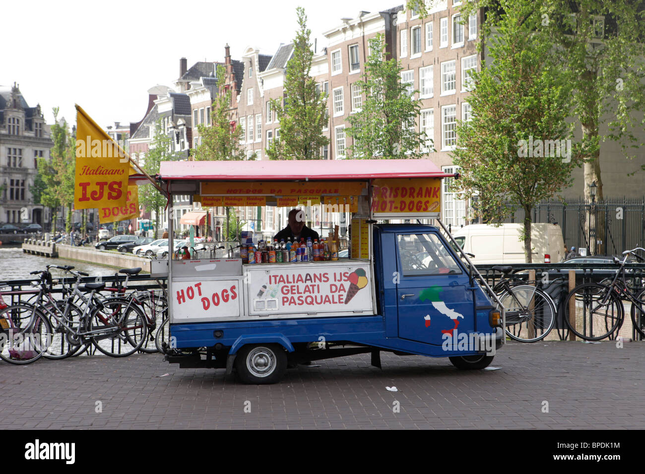 Hot dog stall in Amsterdam Stock Photo