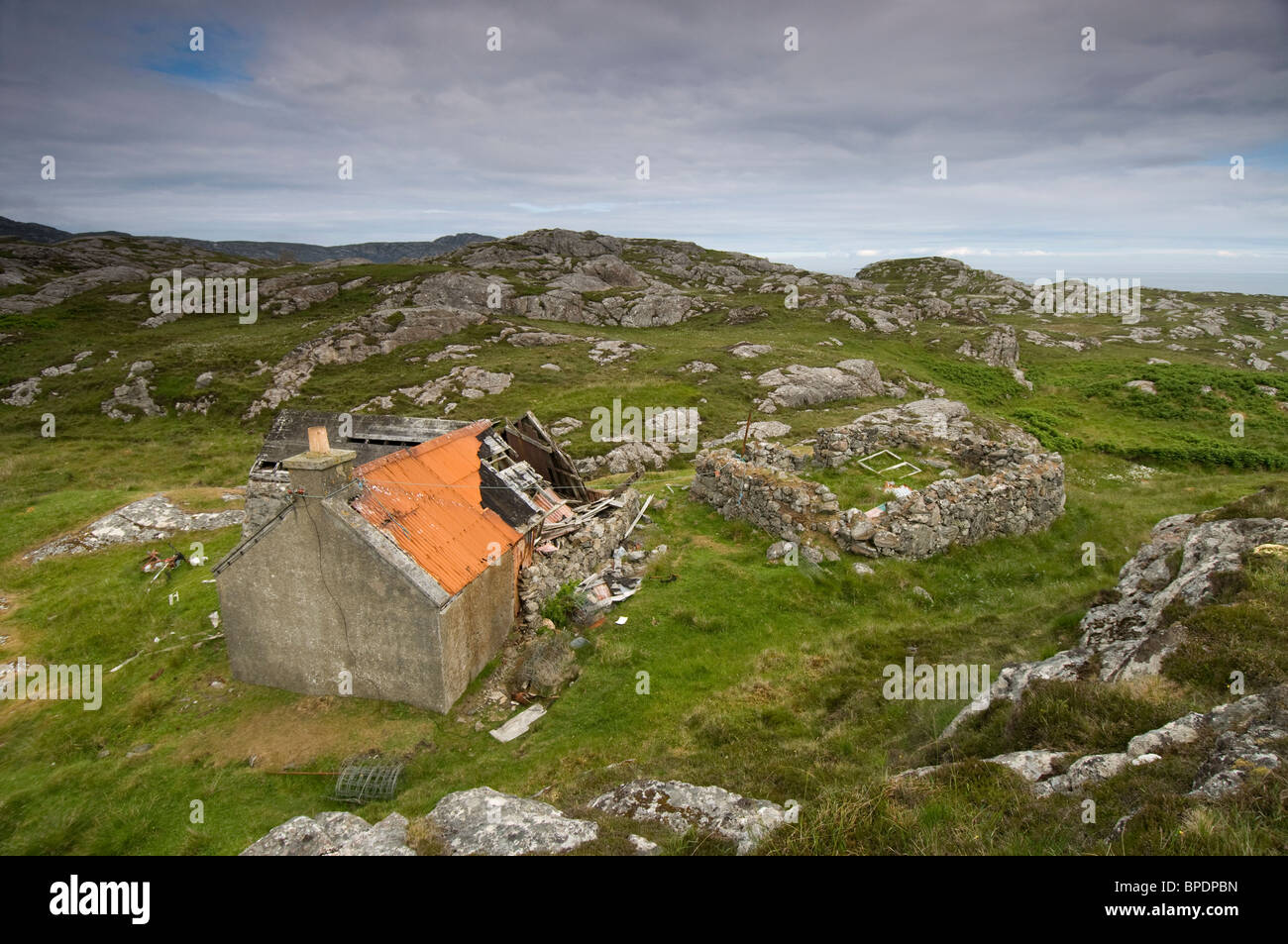 The Abandoned ruined crofting hamlet at Roisinis on Eriskay, Outer ...