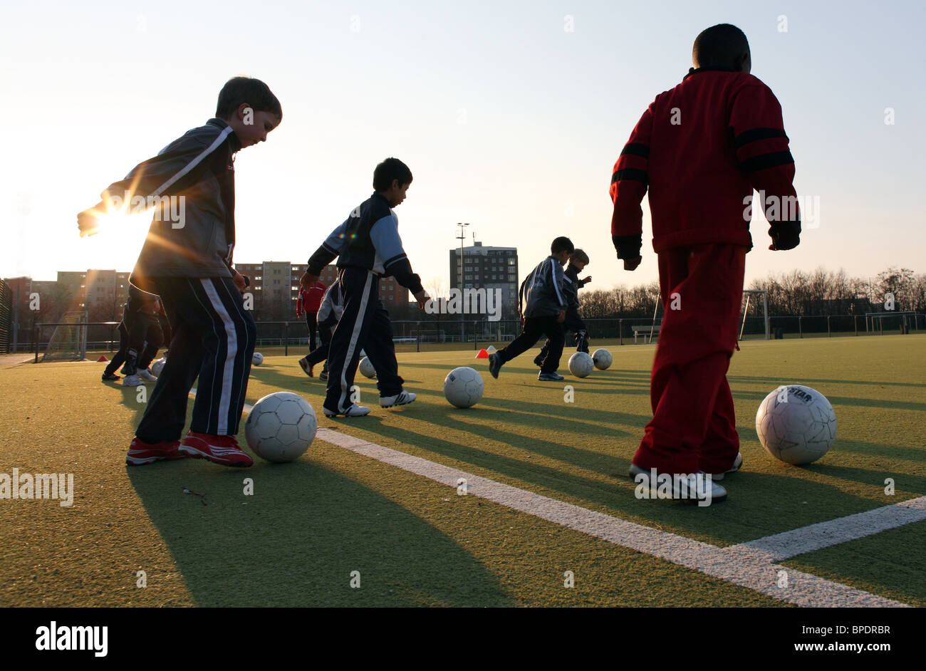 Children during soccer practice, Berlin, Germany Stock Photo