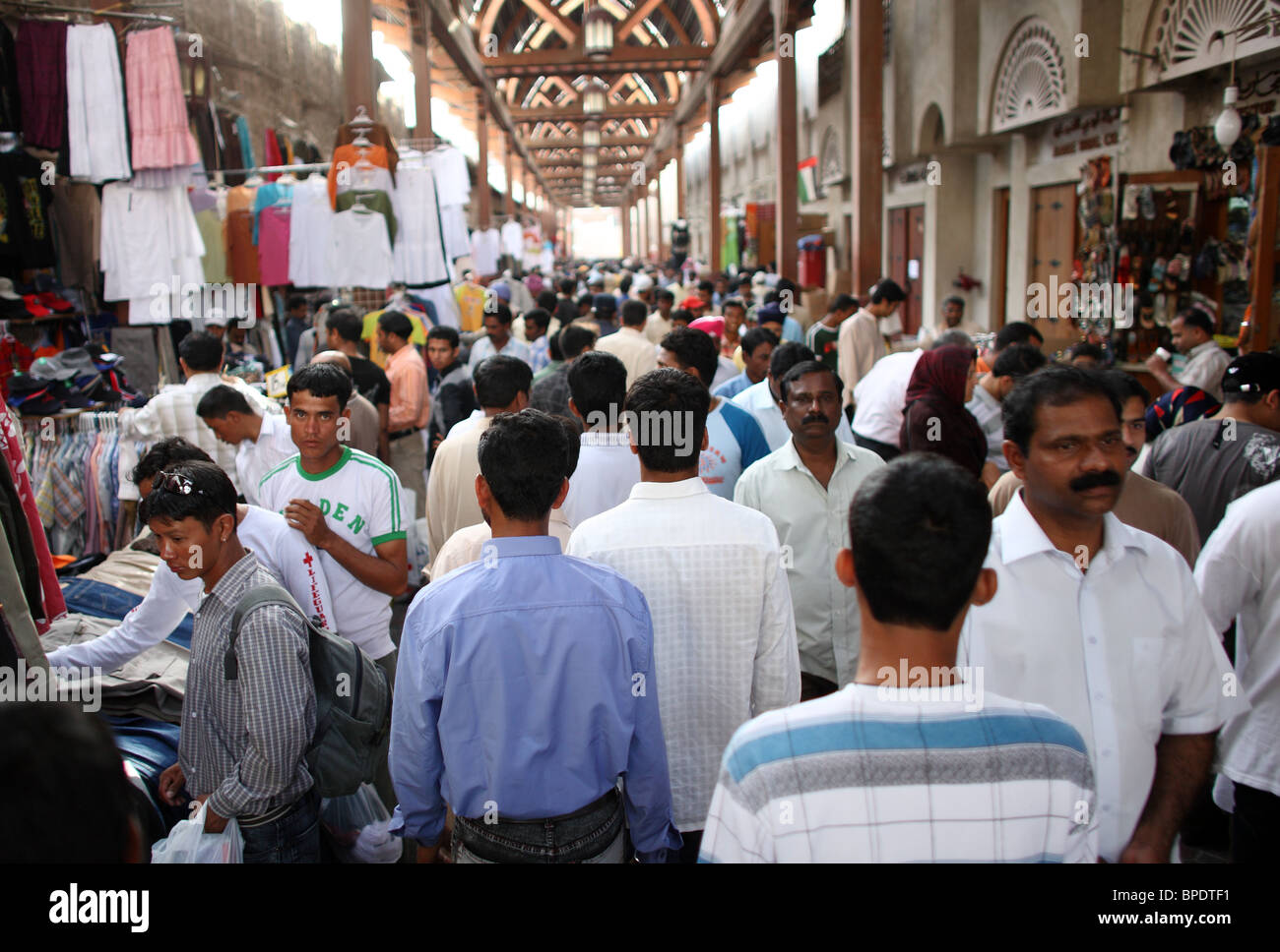 People in a souq in the old town, Dubai, United Arab Emirates Stock Photo