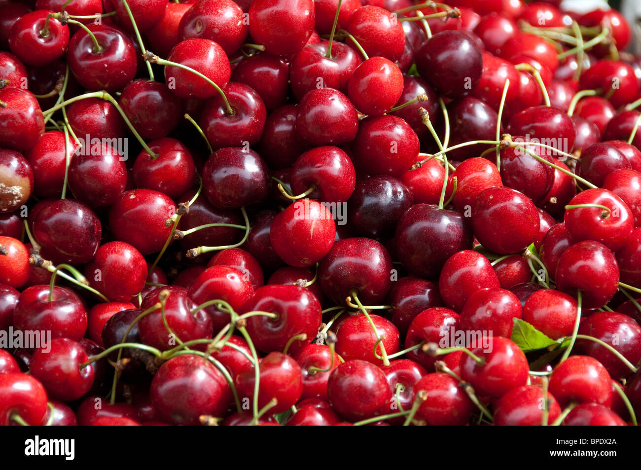 England, Kent, Canterbury. High Street, summer Kent cherries. Stock Photo