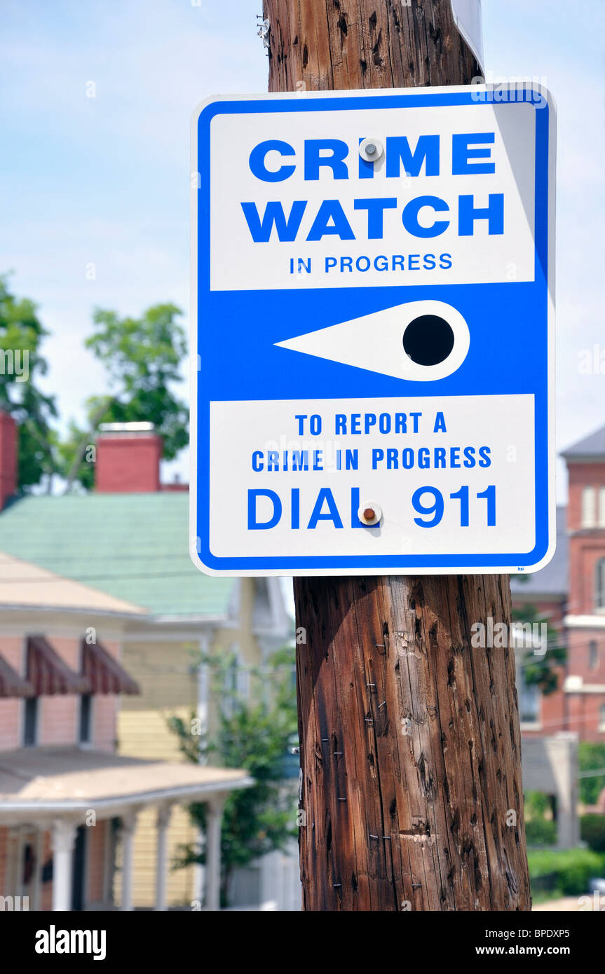 Neighborhood crime watch sign, USA Stock Photo Alamy