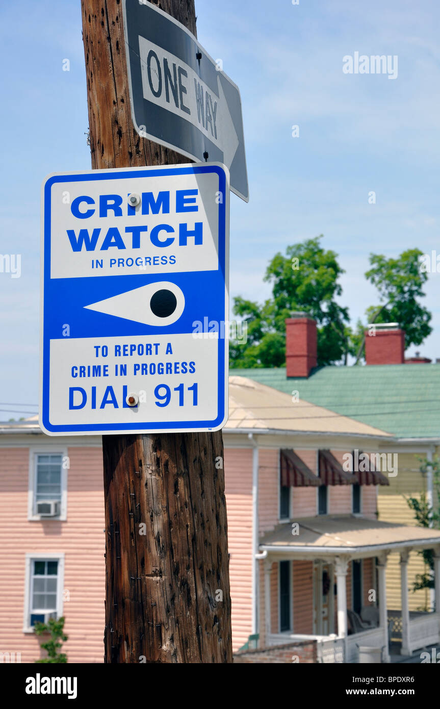 Neighborhood crime watch sign, USA Stock Photo Alamy