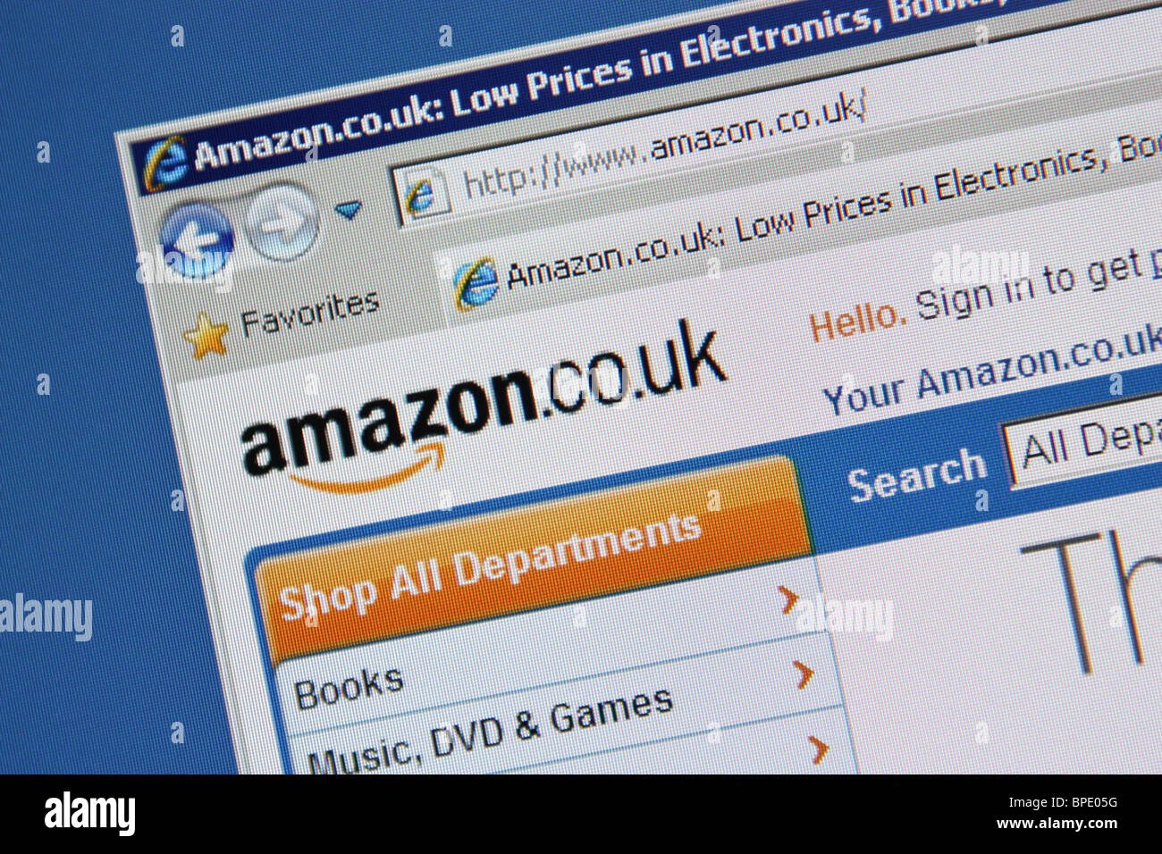 amazon UK online shopping web page Stock Photo