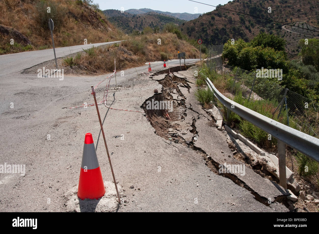Road damage in Spain caused by the heavy rain during the 2009/10 winter